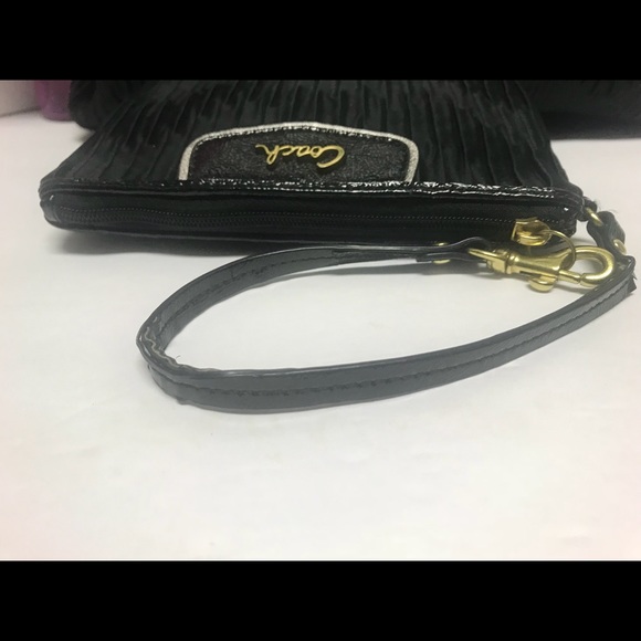 Coach Ashley 20050 Black Gathered Satin Purse Handbag & Wristlet SET - Picture 2 of 13